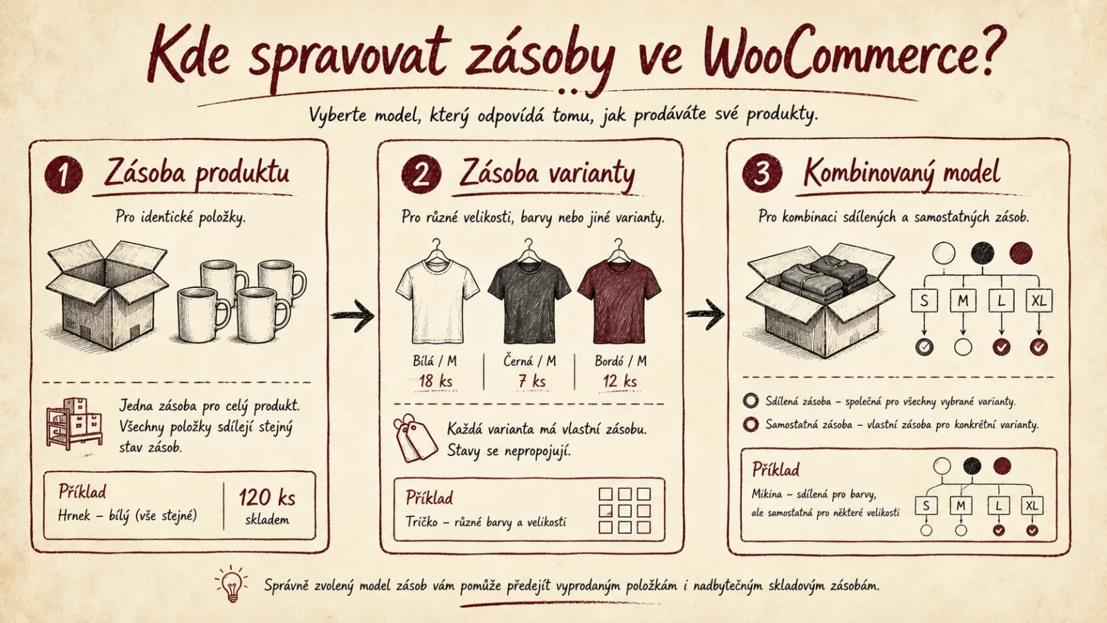 Tři způsoby evidence zásoby produktu a variant ve WooCommerce