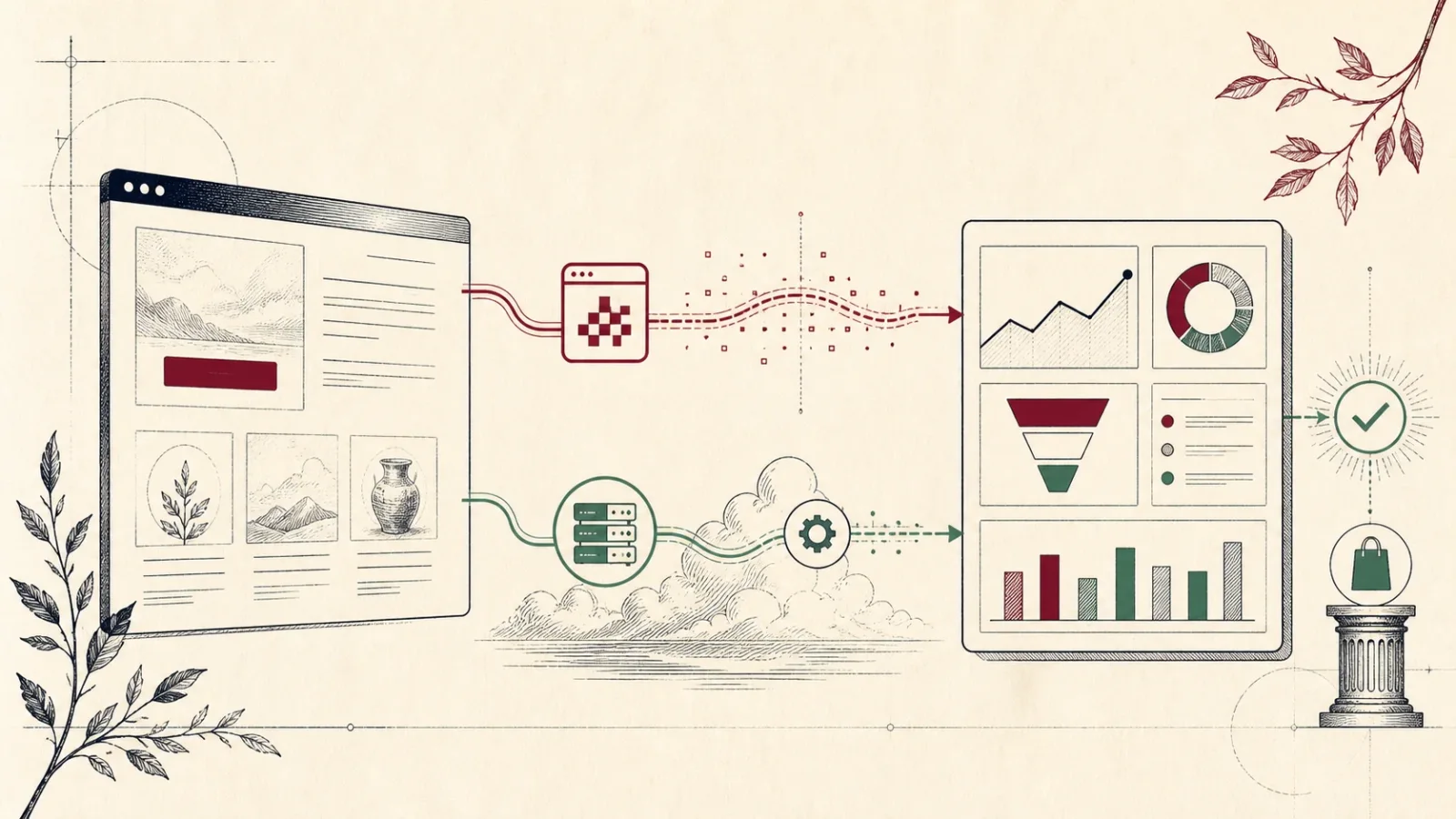 Ilustrace měření ChatGPT Ads přes Pixel, Conversions API a reporting