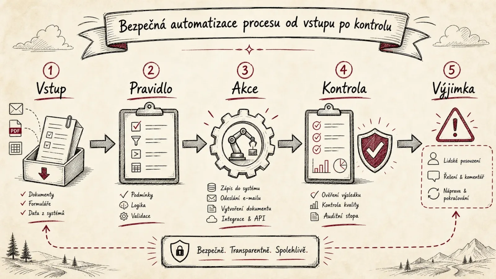 Infografika bezpečné automatizace procesu