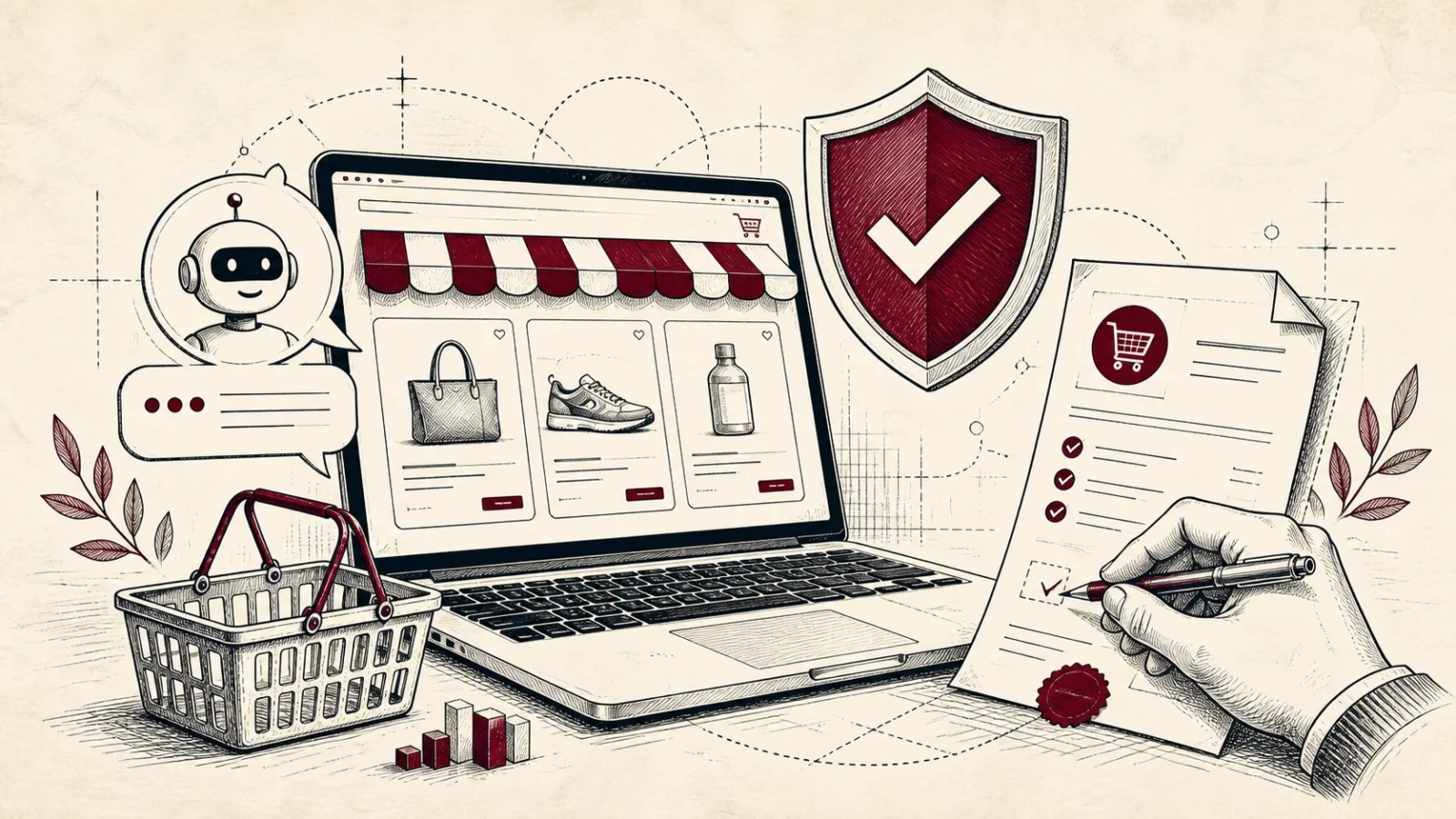 Ilustrace bezpečného používání AI v e-shopu
