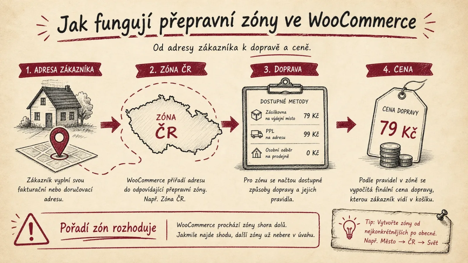 Zóny dopravy a výběr doručení ve WooCommerce